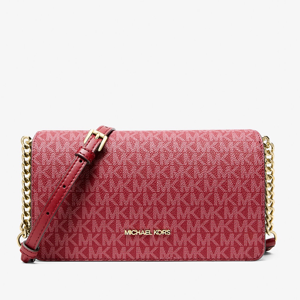 Michael Kors Jet Set Medium Signature Logo Crossbody Bag In Cherry